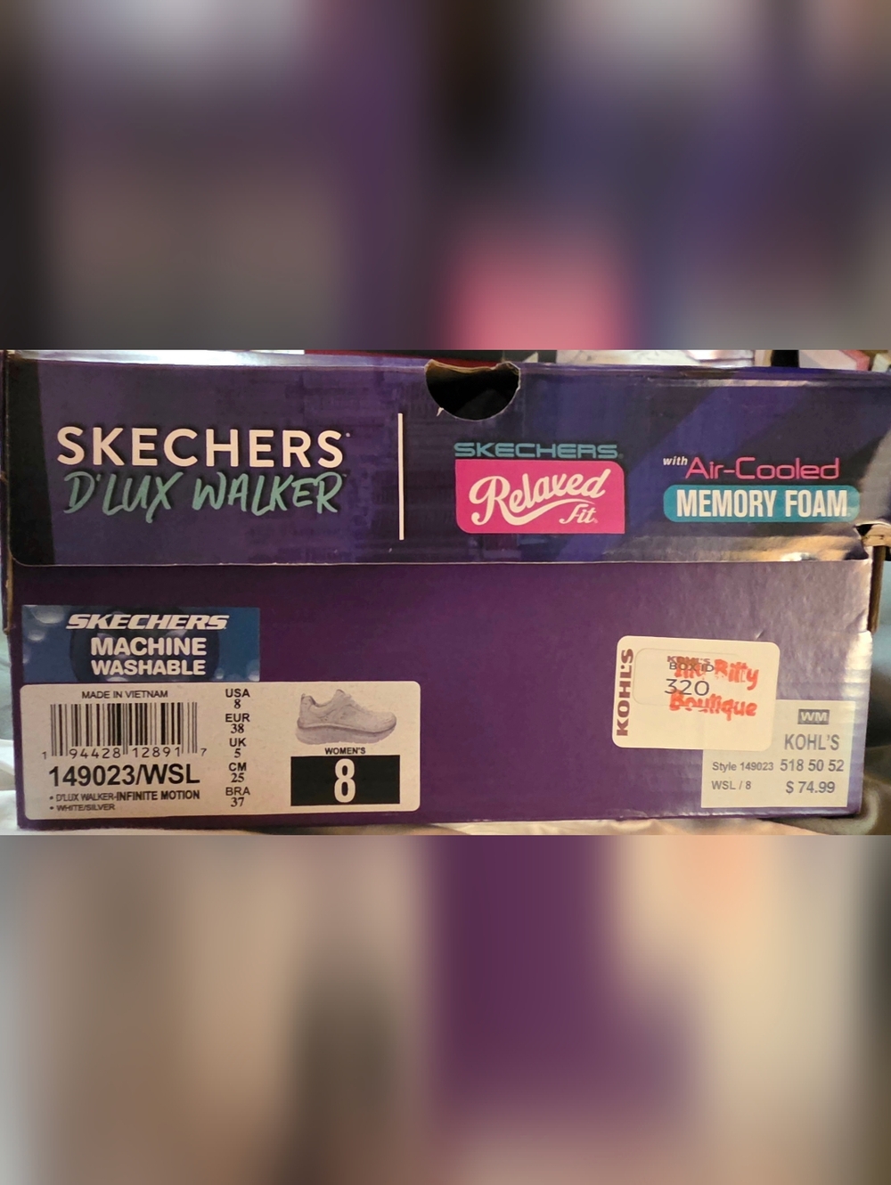 Skechers D'Lux Walker Women's White Athletic Sneakers - Picture 8 of 9